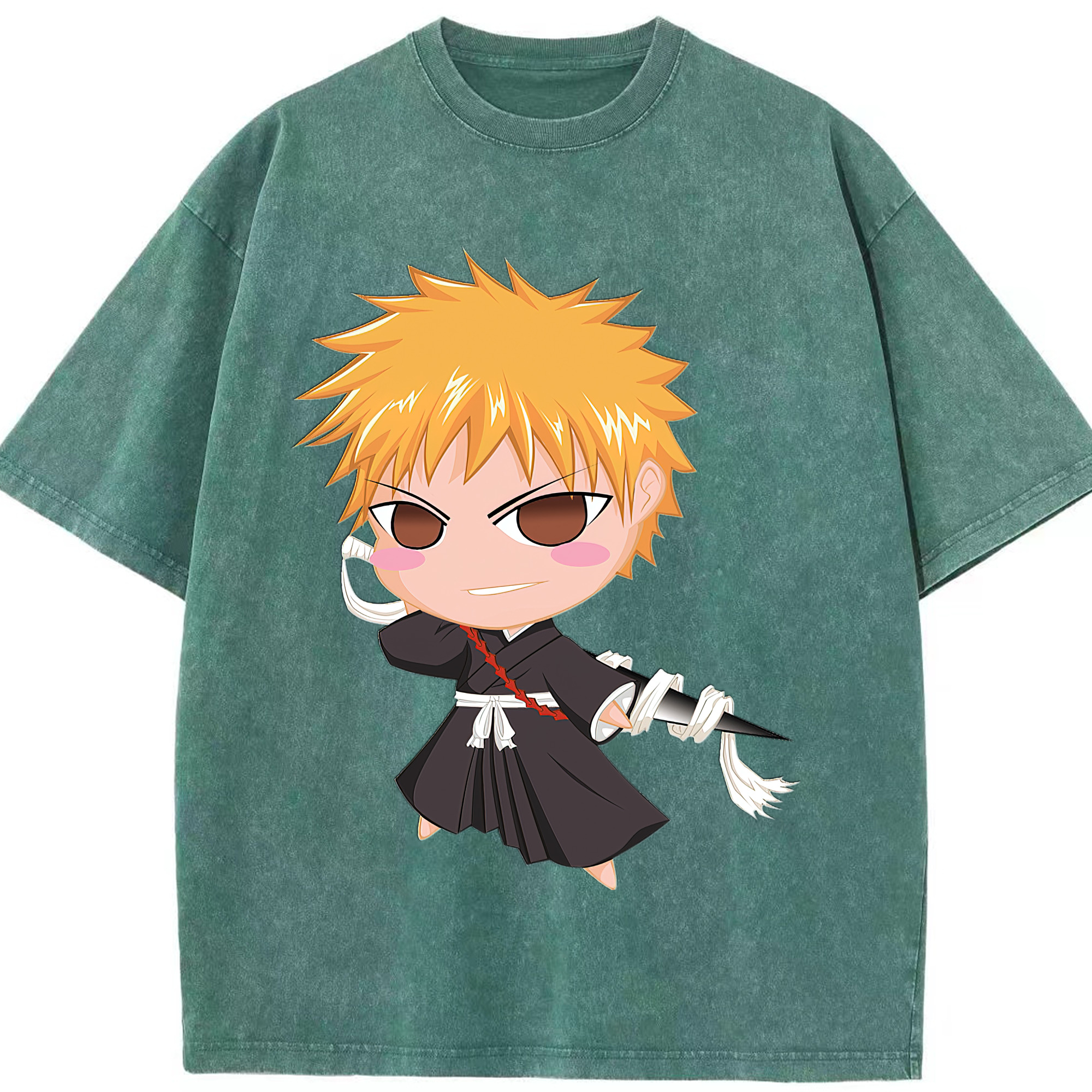 （画像用） ブリーチ 黒崎一護（くろさき いちご）BLEACH Kurosaki Ichigo 綿100% ヴィンテージ風 半袖Tシャツ（フロントプリント）